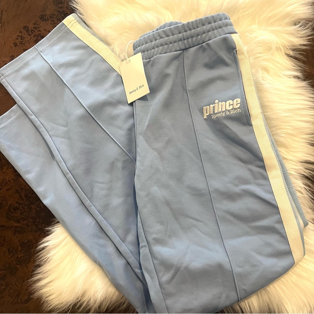 Sporty & Rich x Prince Track Pants – Light Blue – Size S – New With Tags